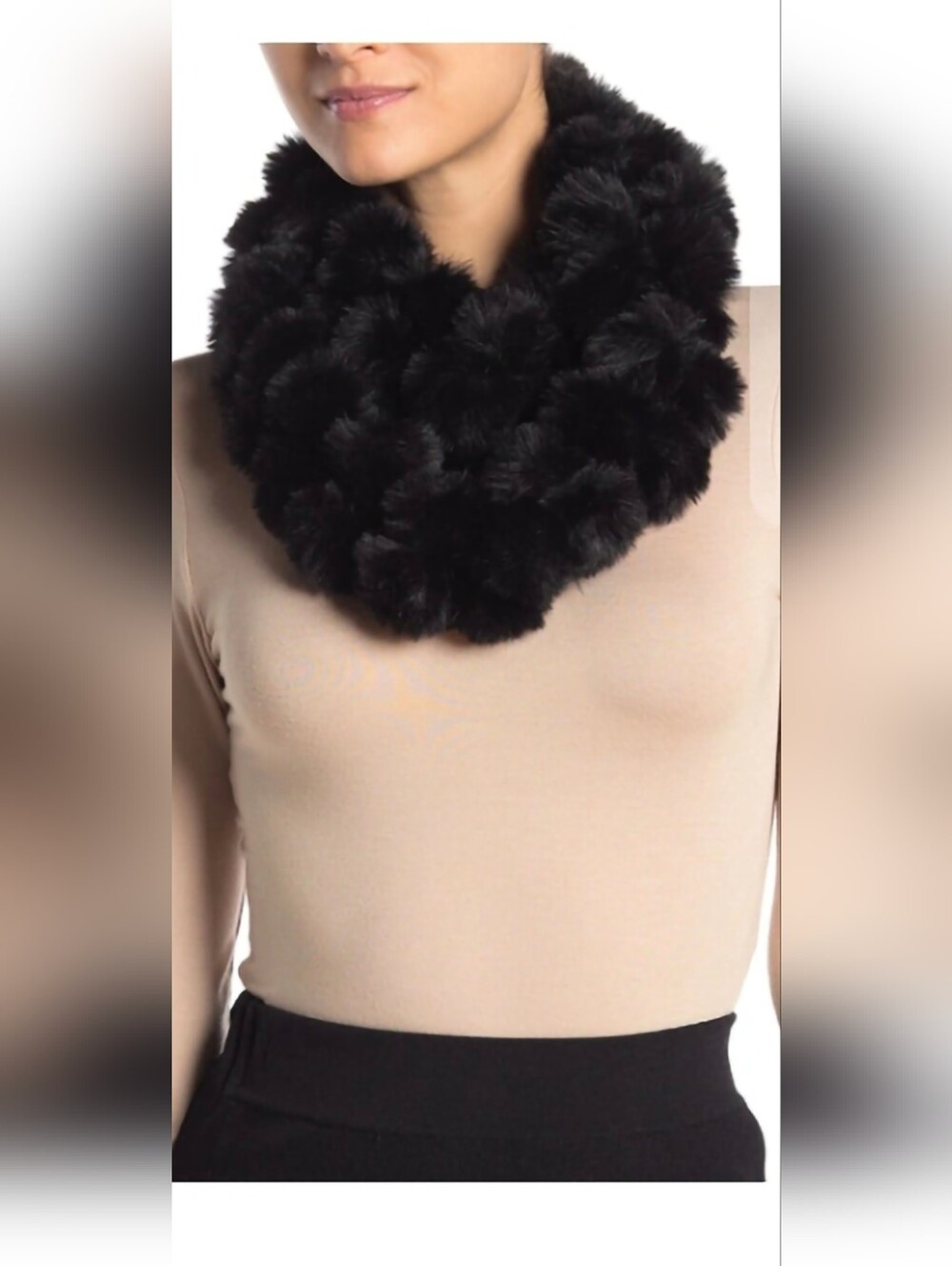 14th & Union Black Faux Fur Infinity Scarf